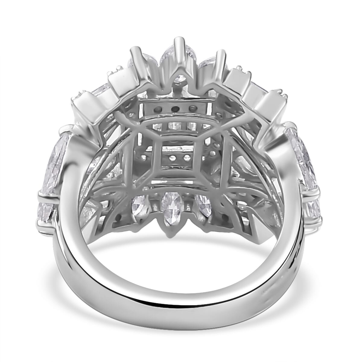 Moissanite 4.10 ctw Ring in Platinum Over Sterling Silver (Size 9.0) image number 4