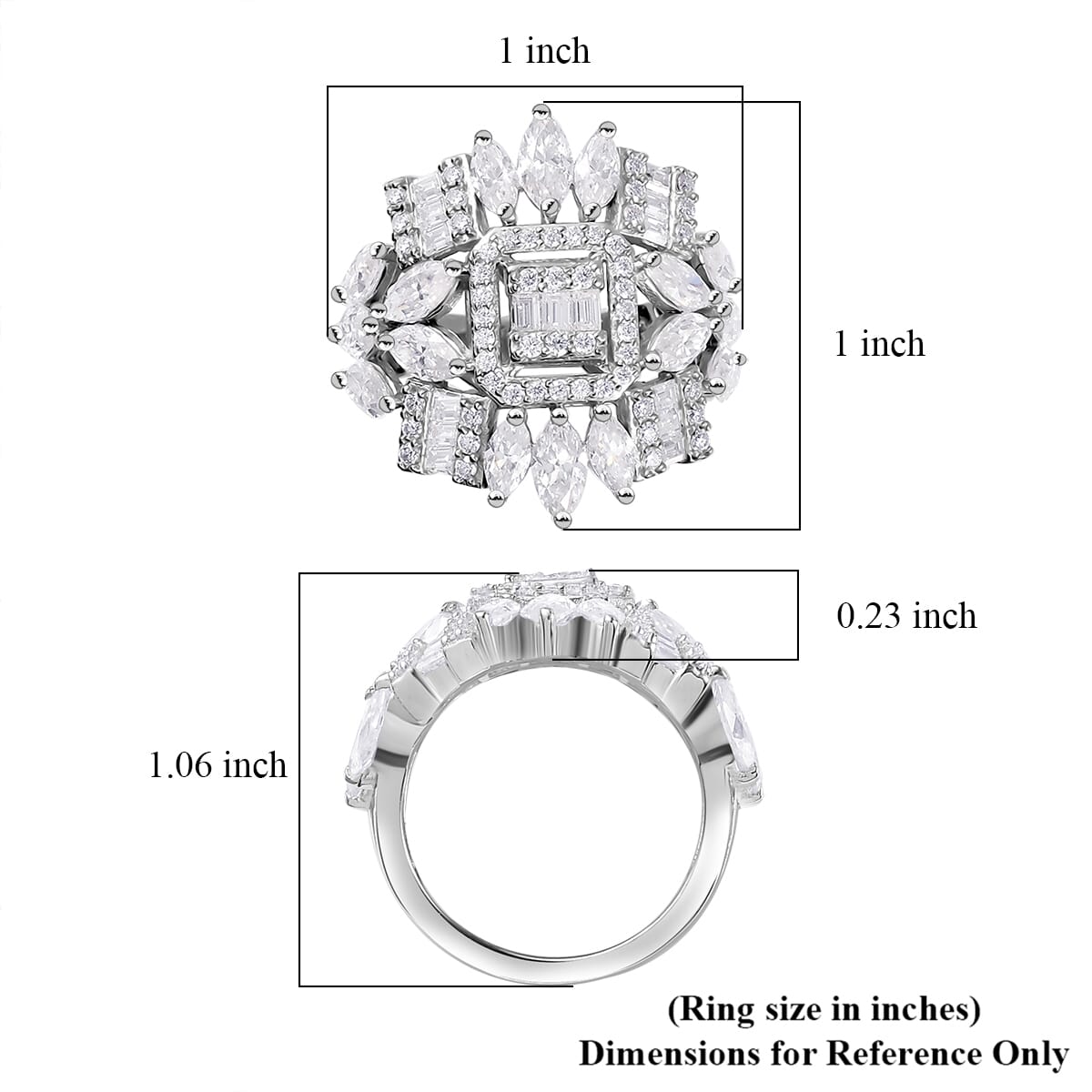 Moissanite 4.10 ctw Ring in Platinum Over Sterling Silver (Size 9.0) image number 5