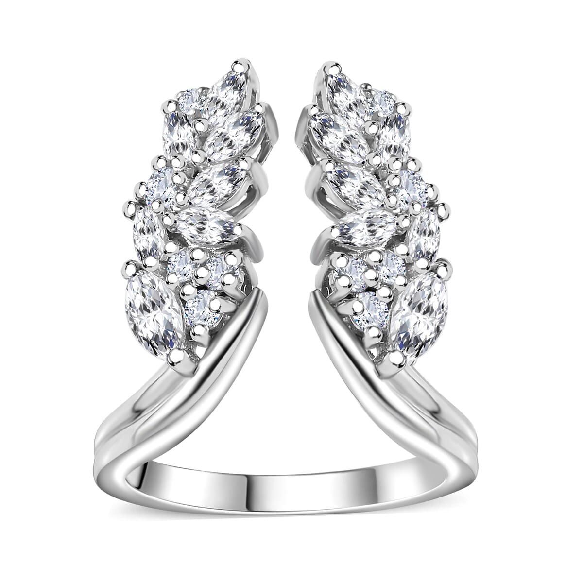 Moissanite 1.60 ctw Ring in Platinum Over Sterling Silver (Size 6.0) image number 0