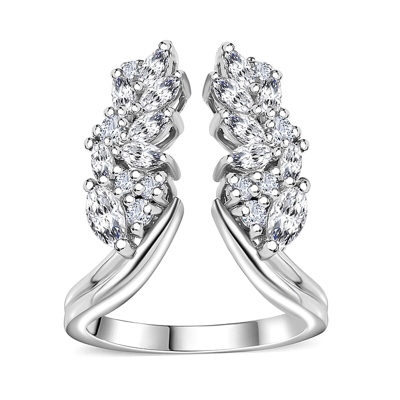 D'Joy Moissanite 1.60 ctw Ring in Platinum Over Sterling Silver (Size 6.0)