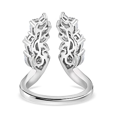 D'Joy Moissanite 1.60 ctw Ring in Platinum Over Sterling Silver (Size 6.0)