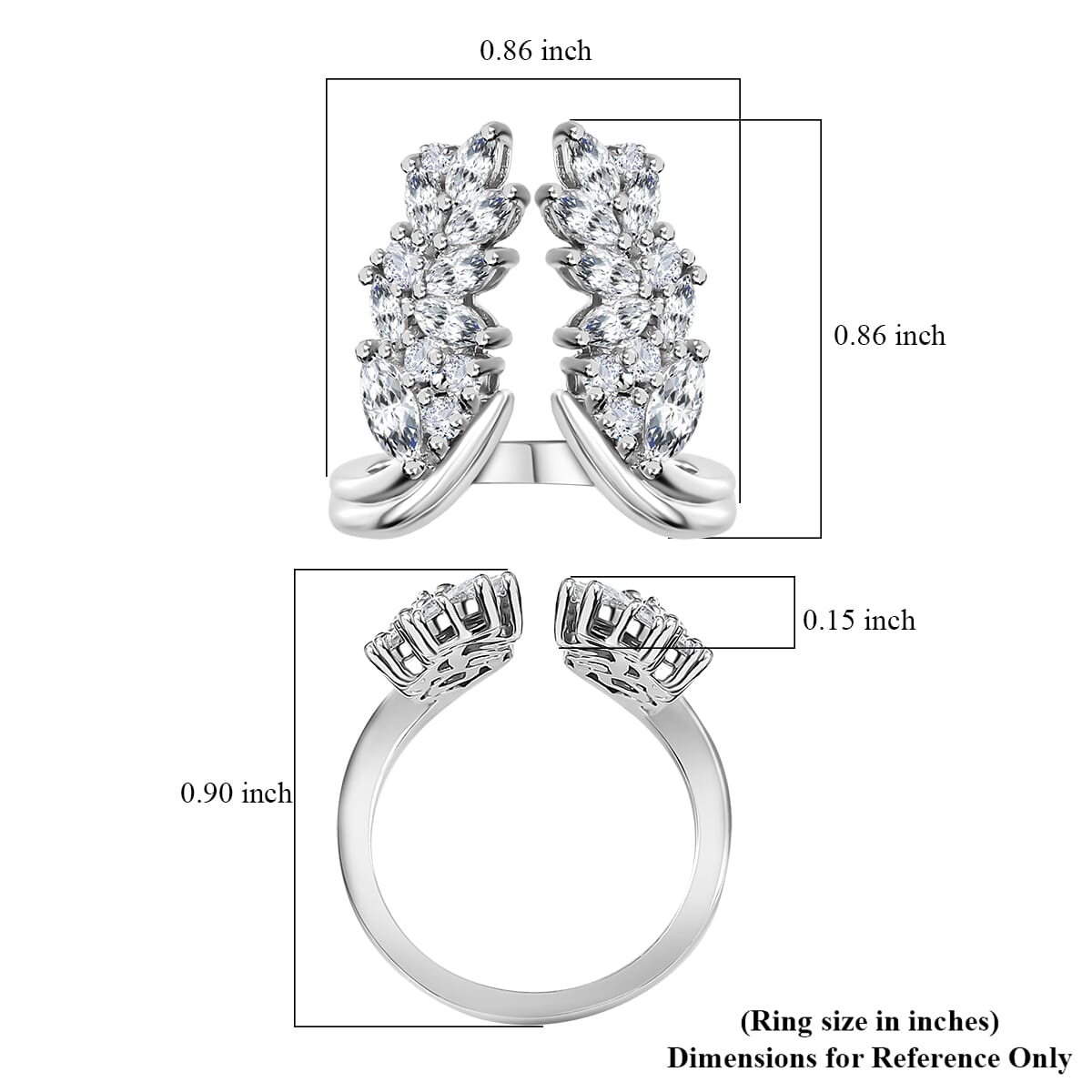 Moissanite 1.60 ctw Ring in Platinum Over Sterling Silver (Size 6.0) image number 5