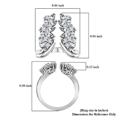 D'Joy Moissanite 1.60 ctw Ring in Platinum Over Sterling Silver (Size 6.0)