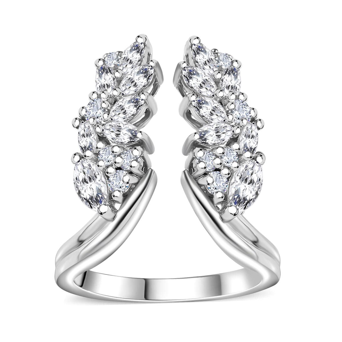 Moissanite 1.60 ctw Ring in Platinum Over Sterling Silver (Size 7.0) image number 0