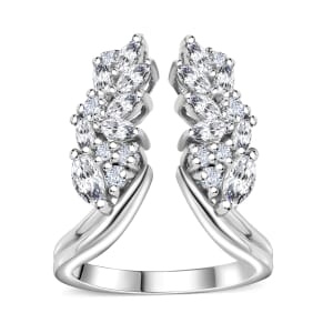 Moissanite 1.60 ctw Ring in Platinum Over Sterling Silver (Size 7.0)