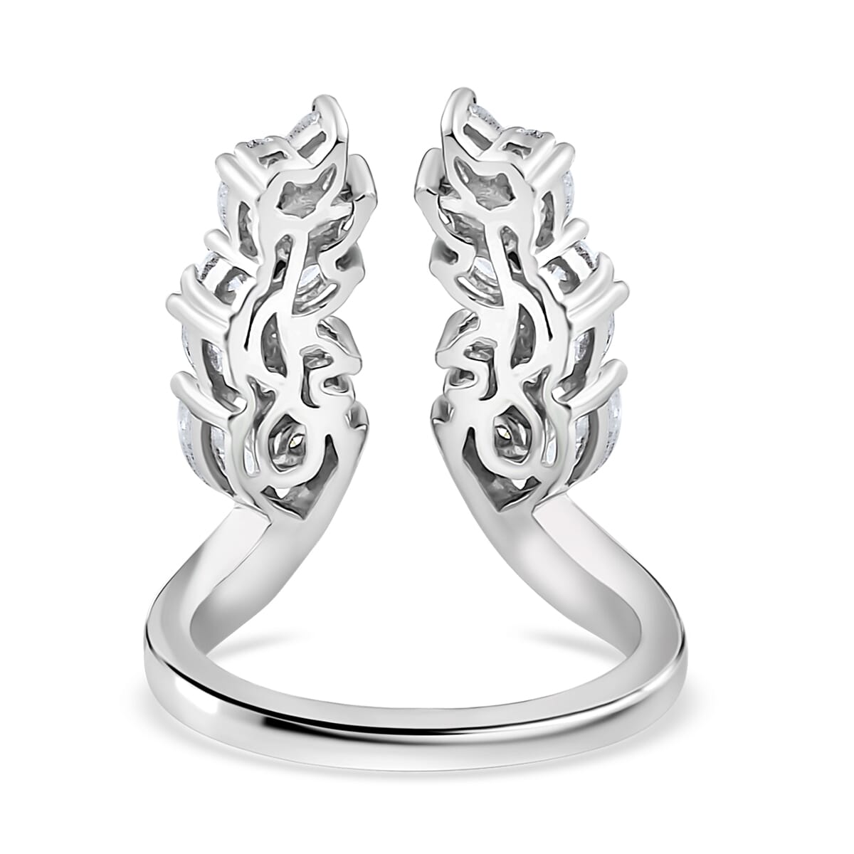 Moissanite 1.60 ctw Ring in Platinum Over Sterling Silver (Size 7.0) image number 4