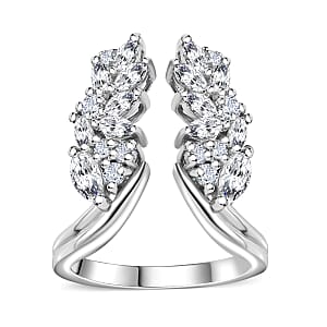 Moissanite 1.60 ctw Ring in Platinum Over Sterling Silver (Size 8.0)