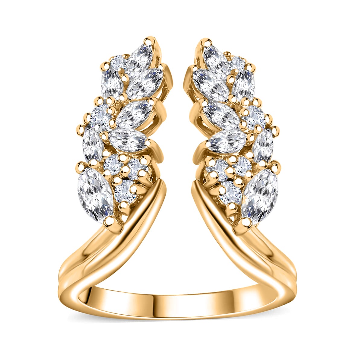 Moissanite 1.60 ctw Ring in 14K Yellow Gold Over Sterling Silver (Size 6.0) image number 0