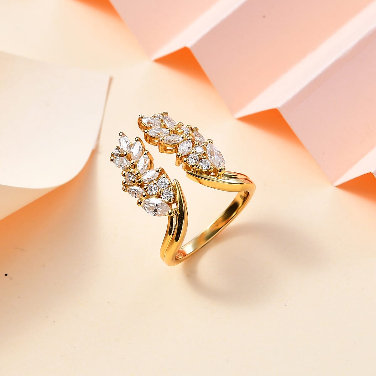 Moissanite 1.60 ctw Ring in 14K Yellow Gold Over Sterling Silver (Size 6.0) image number 1