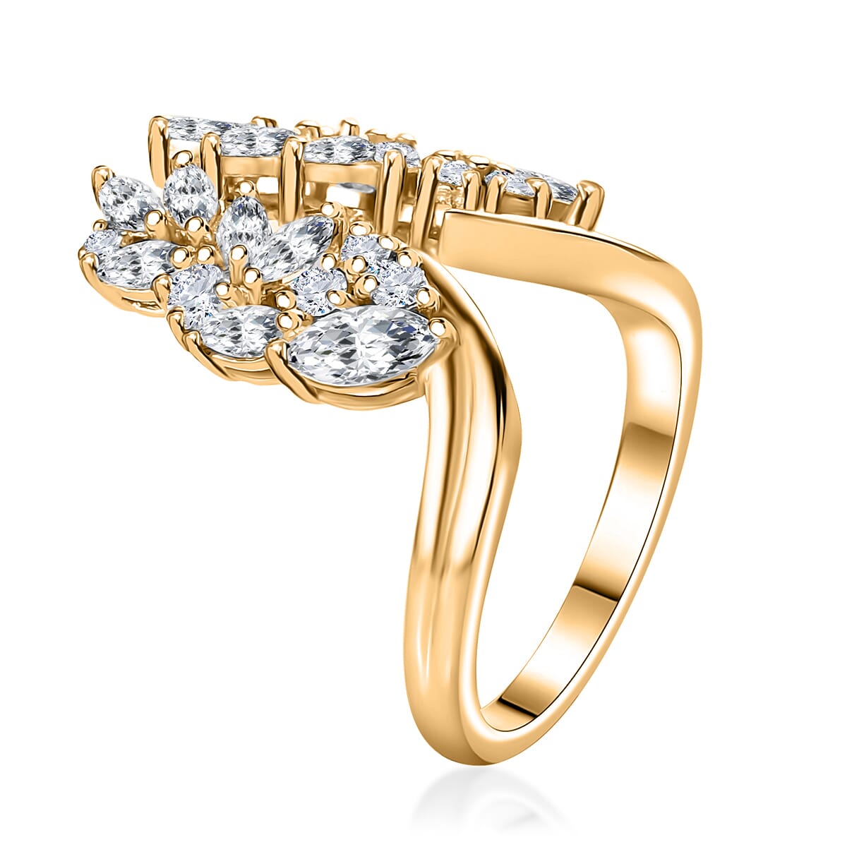 Moissanite 1.60 ctw Ring in 14K Yellow Gold Over Sterling Silver (Size 6.0) image number 3