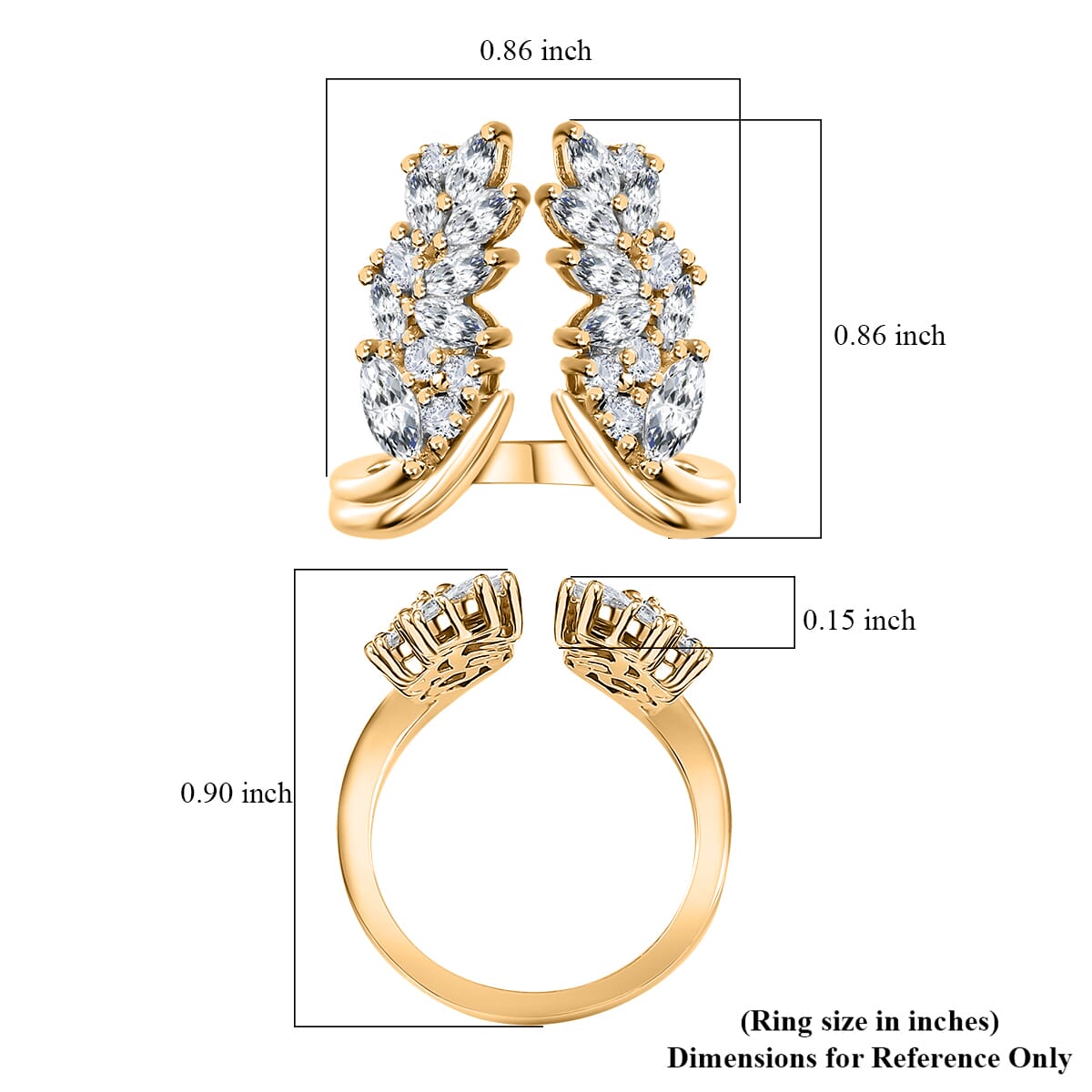 Moissanite 1.60 ctw Ring in 14K Yellow Gold Over Sterling Silver (Size 6.0) image number 5