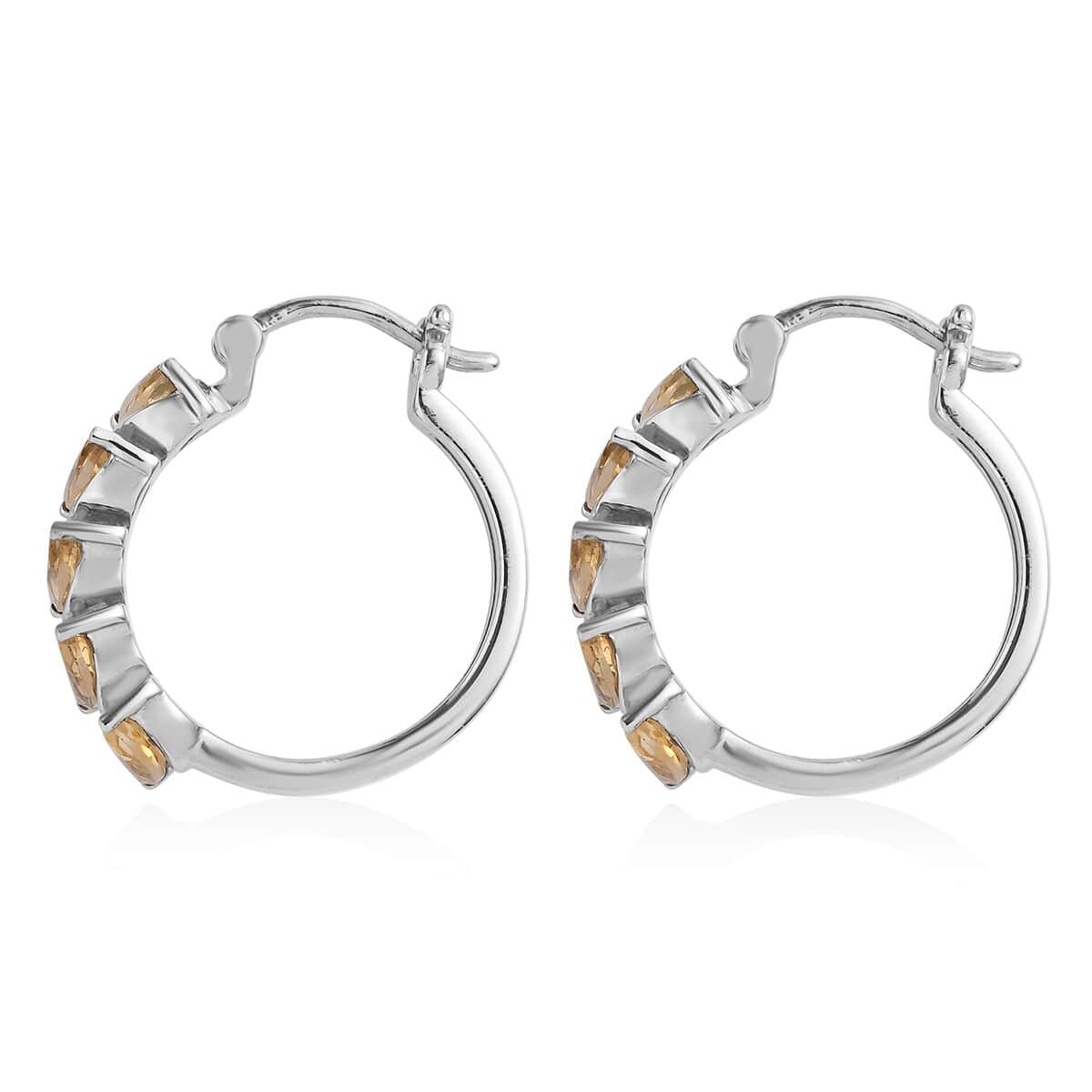 Brazilian Citrine Hoop Earrings in Stainless Steel 2.35 ctw image number 3