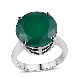 Green Onyx Solitaire Ring in Stainless Steel (Size 6.0) 7.70 ctw