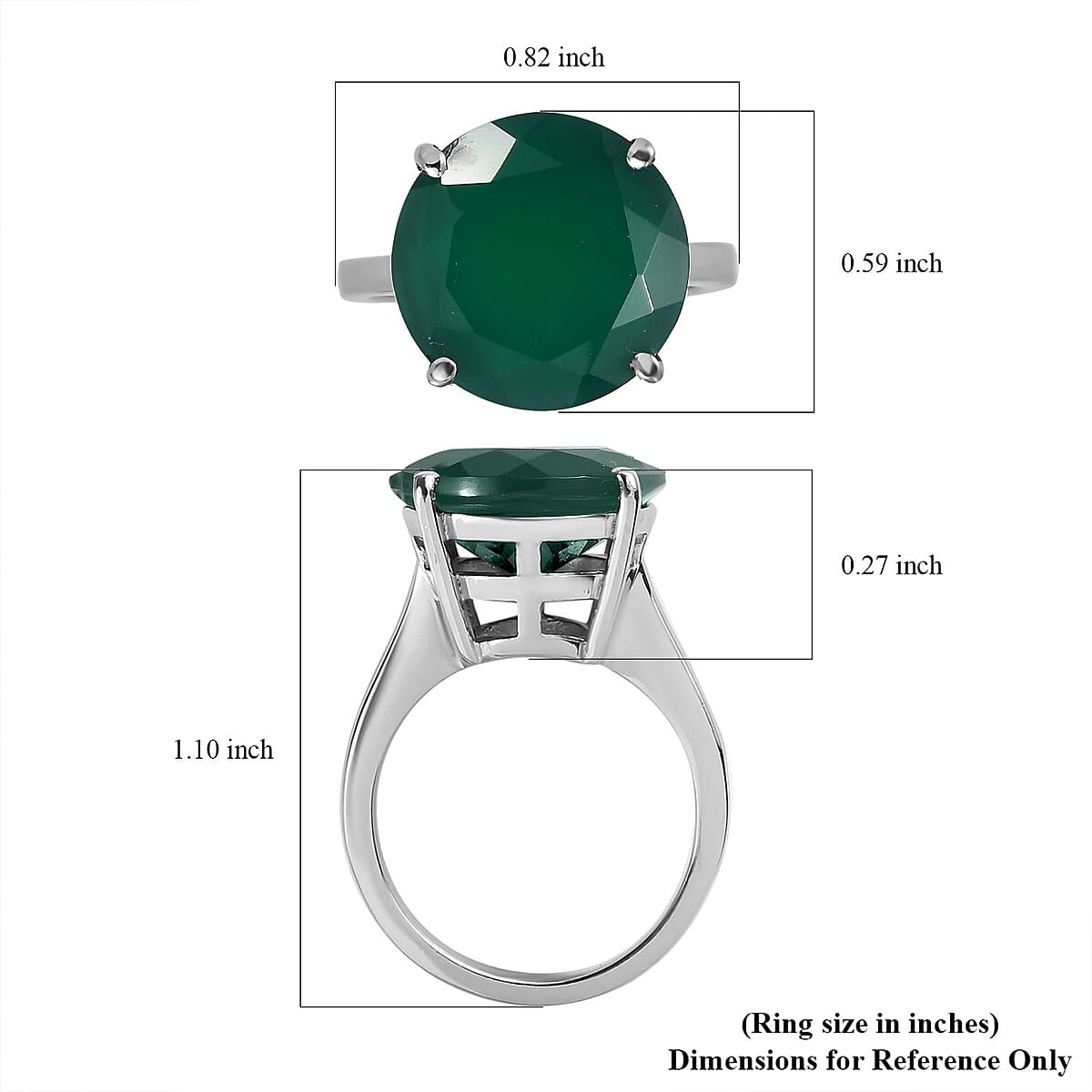 Green Onyx Solitaire Ring in Stainless Steel (Size 6.0) 7.70 ctw image number 5