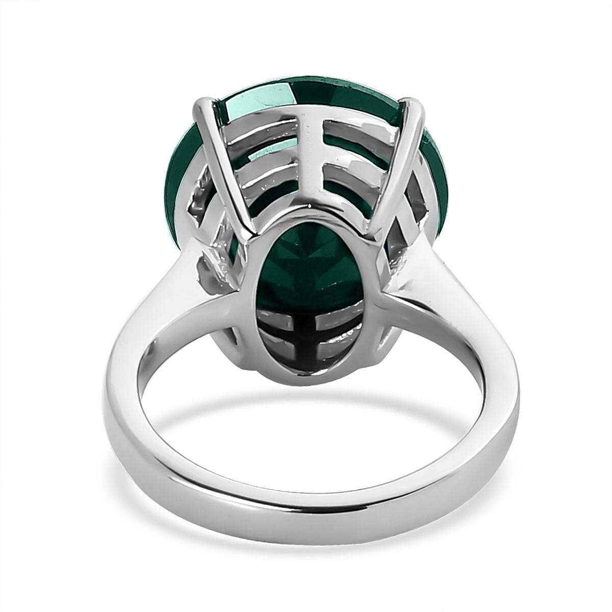 Green Onyx Solitaire Ring in Stainless Steel (Size 7.0) 7.70 ctw image number 4