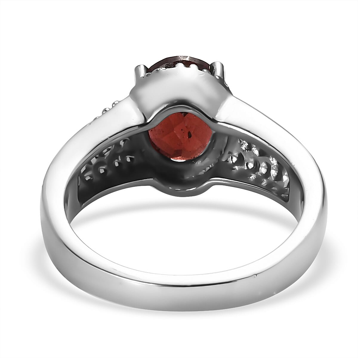 Mozambique Garnet Solitaire Ring in Stainless Steel (Size 6.0) 2.10 ctw image number 4