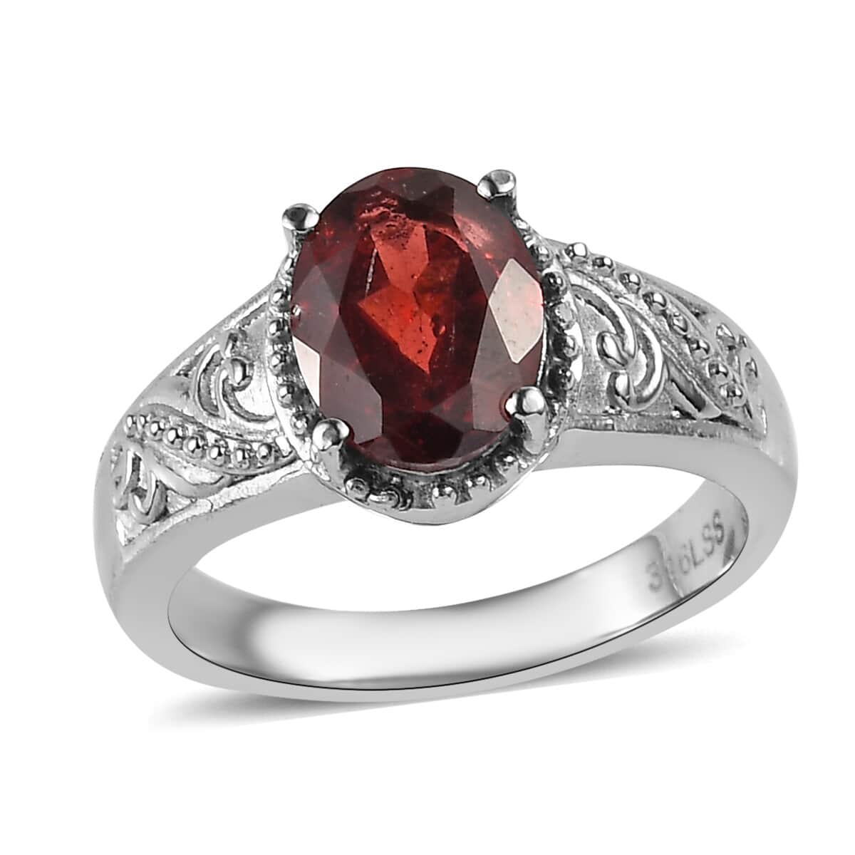 Mozambique Garnet 925 Sterling high quality Silver Solitaire Ring - Size 9 - 2.90 ctw