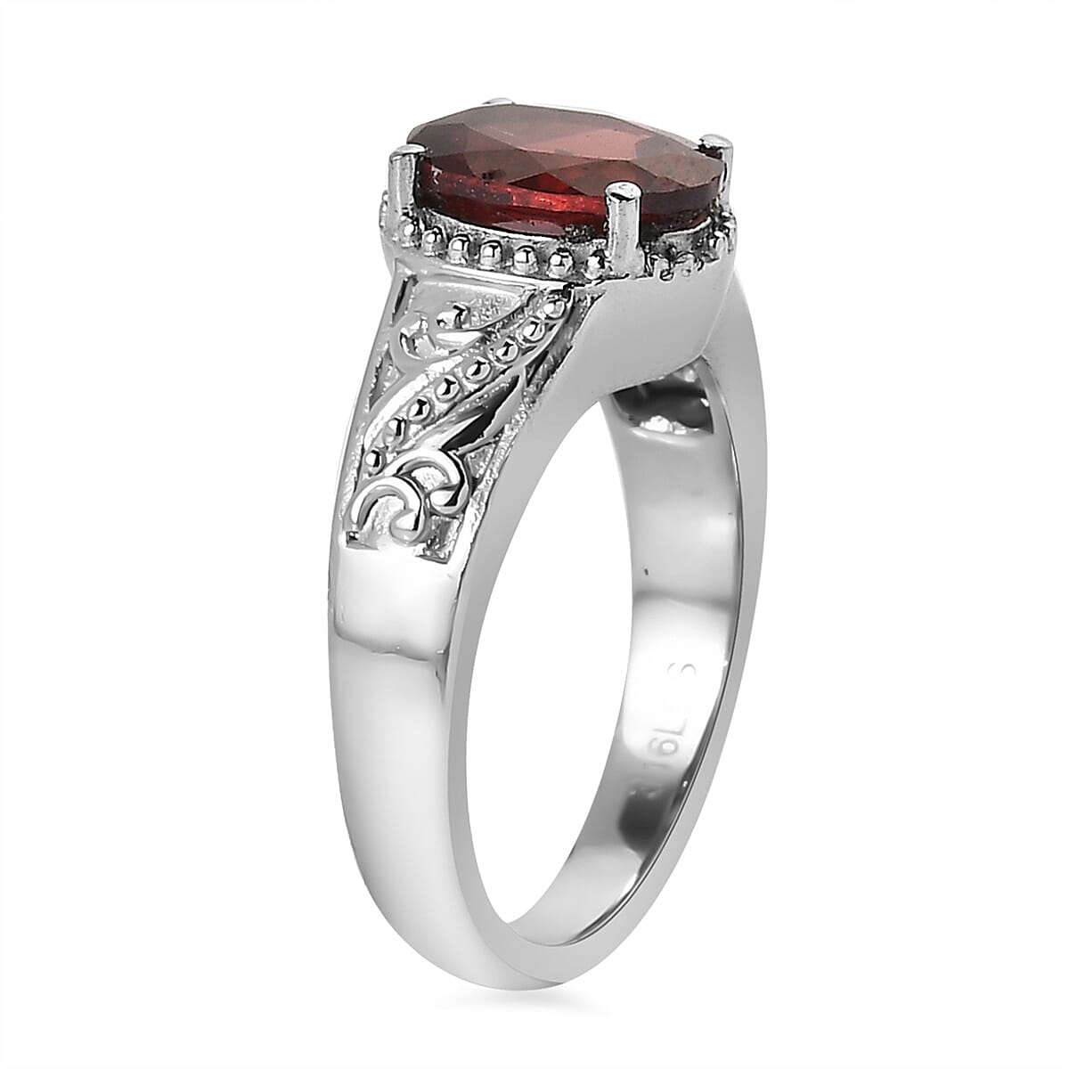 Mozambique Garnet Solitaire Ring in Stainless Steel (Size 9.0) 2.10 ctw image number 3