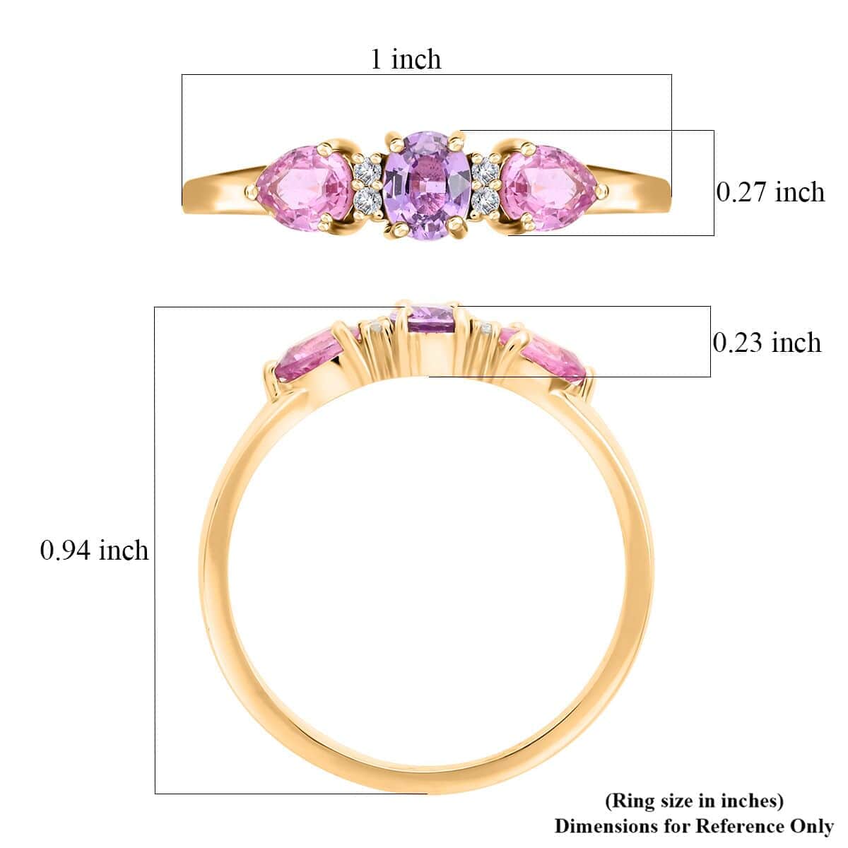 Luxoro 14K Yellow Gold AAA Madagascar Purple and Pink Sapphire, G-H I3 Diamond Ring (Size 10.0) 1.25 ctw image number 4