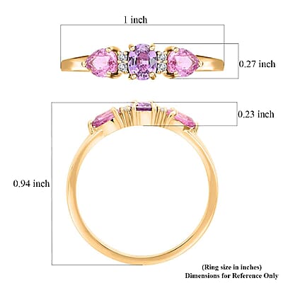 Luxoro 14K Yellow Gold AAA Madagascar Purple and Pink Sapphire, G-H I3 Diamond Ring (Size 10.0) 1.25 ctw