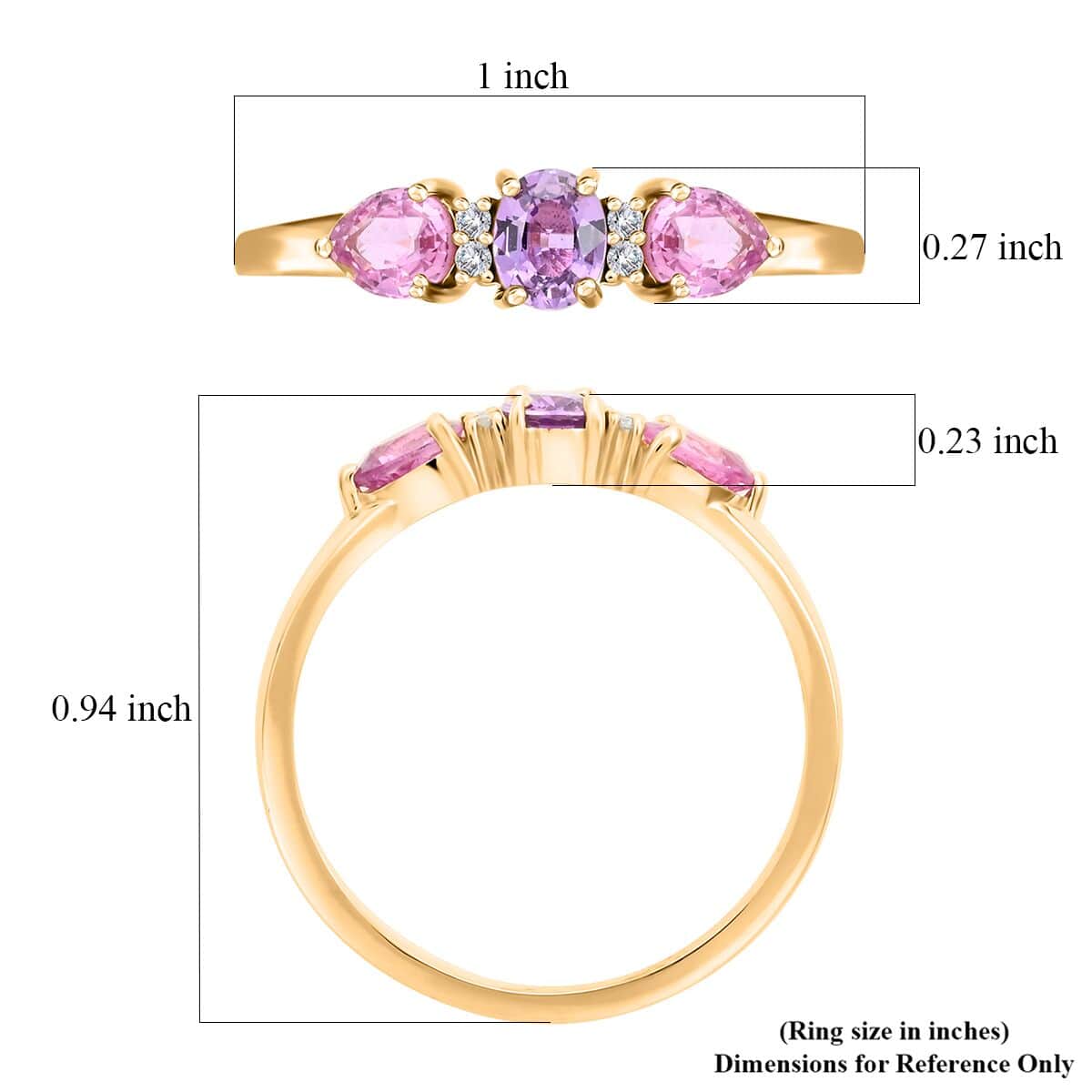 Luxoro 14K Yellow Gold AAA Madagascar Purple and Pink Sapphire, G-H I3 Diamond Ring (Size 7.0) 1.25 ctw image number 4