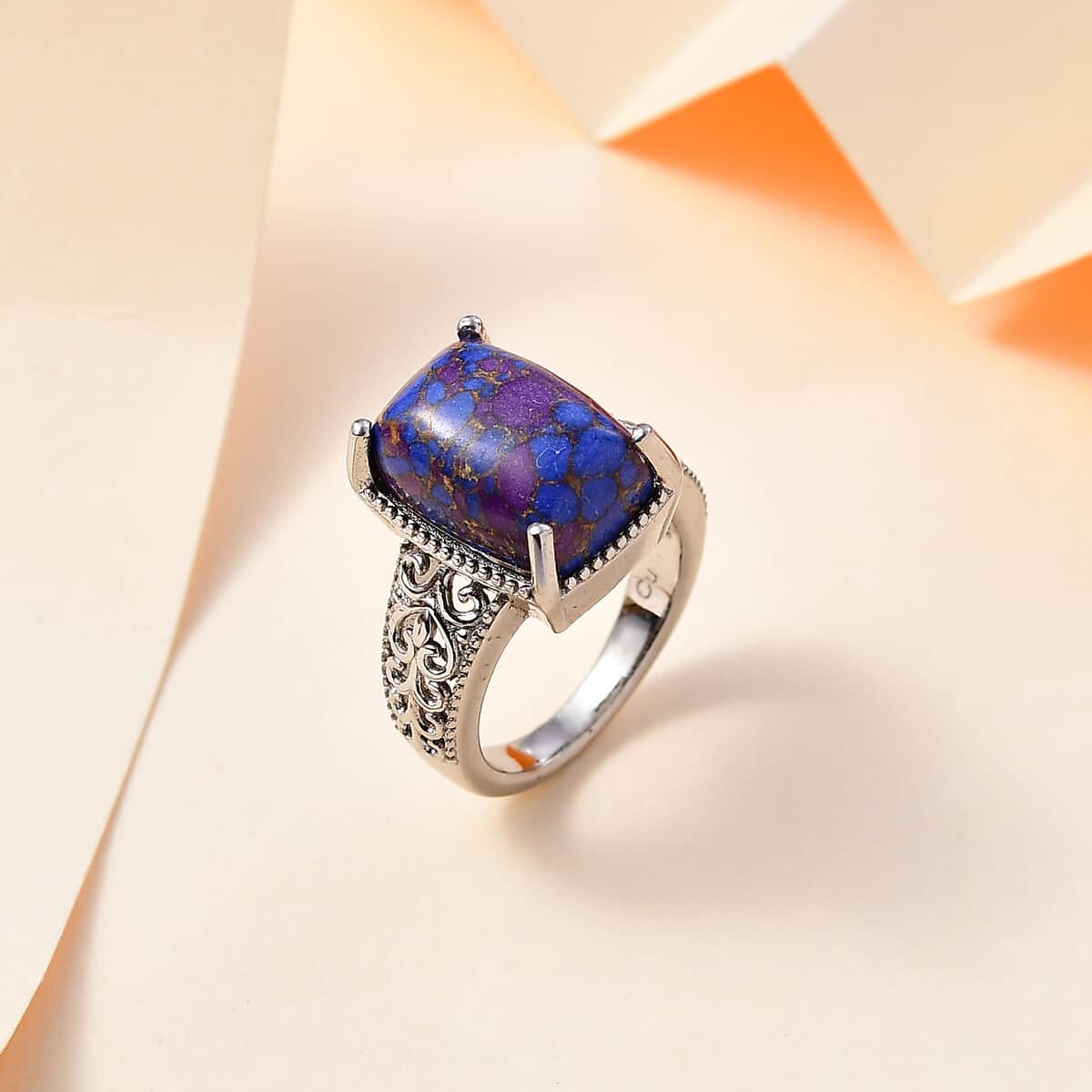 Mojave Purple Turquoise Solitaire Ring in Platinum Over Copper with Magnet (Size 11.0) 6.00 ctw image number 1