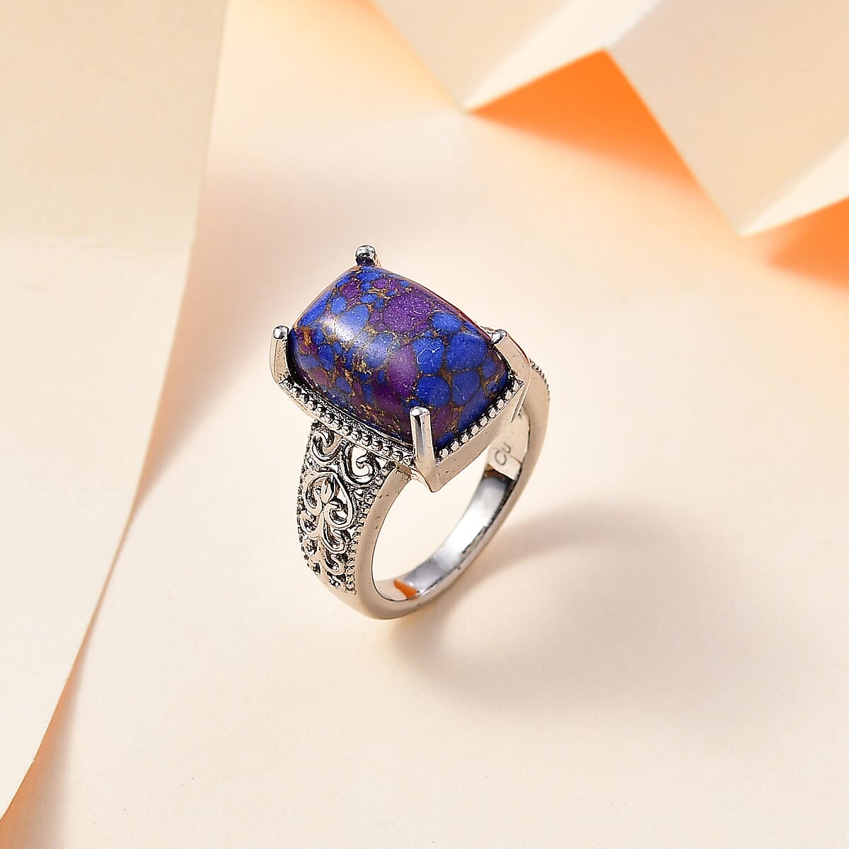 Mojave Purple Turquoise Solitaire Ring in Platinum Over Copper with Magnet (Size 8.0) 6.00 ctw image number 1