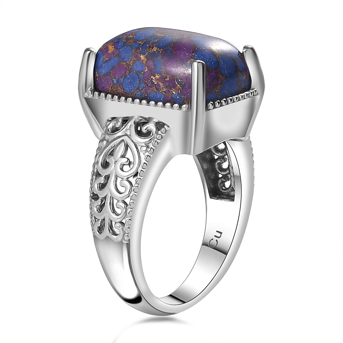 Mojave Purple Turquoise Solitaire Ring in Platinum Over Copper with Magnet (Size 8.0) 6.00 ctw image number 3