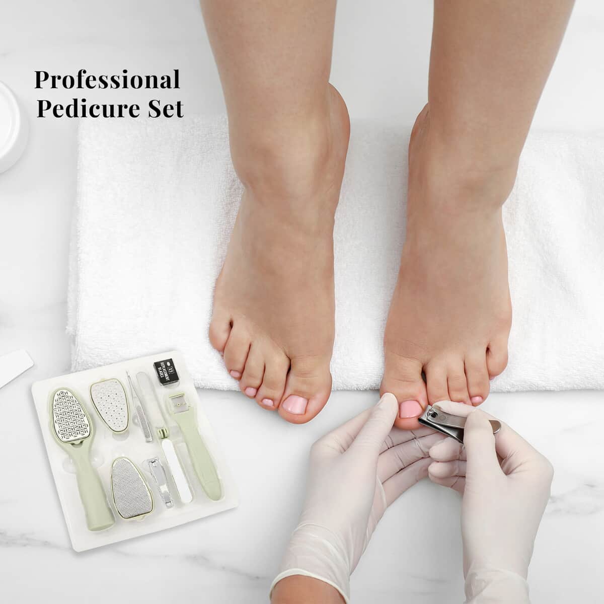 BellaPro 13 Piece Pedicure Set in Sage Green Color image number 1