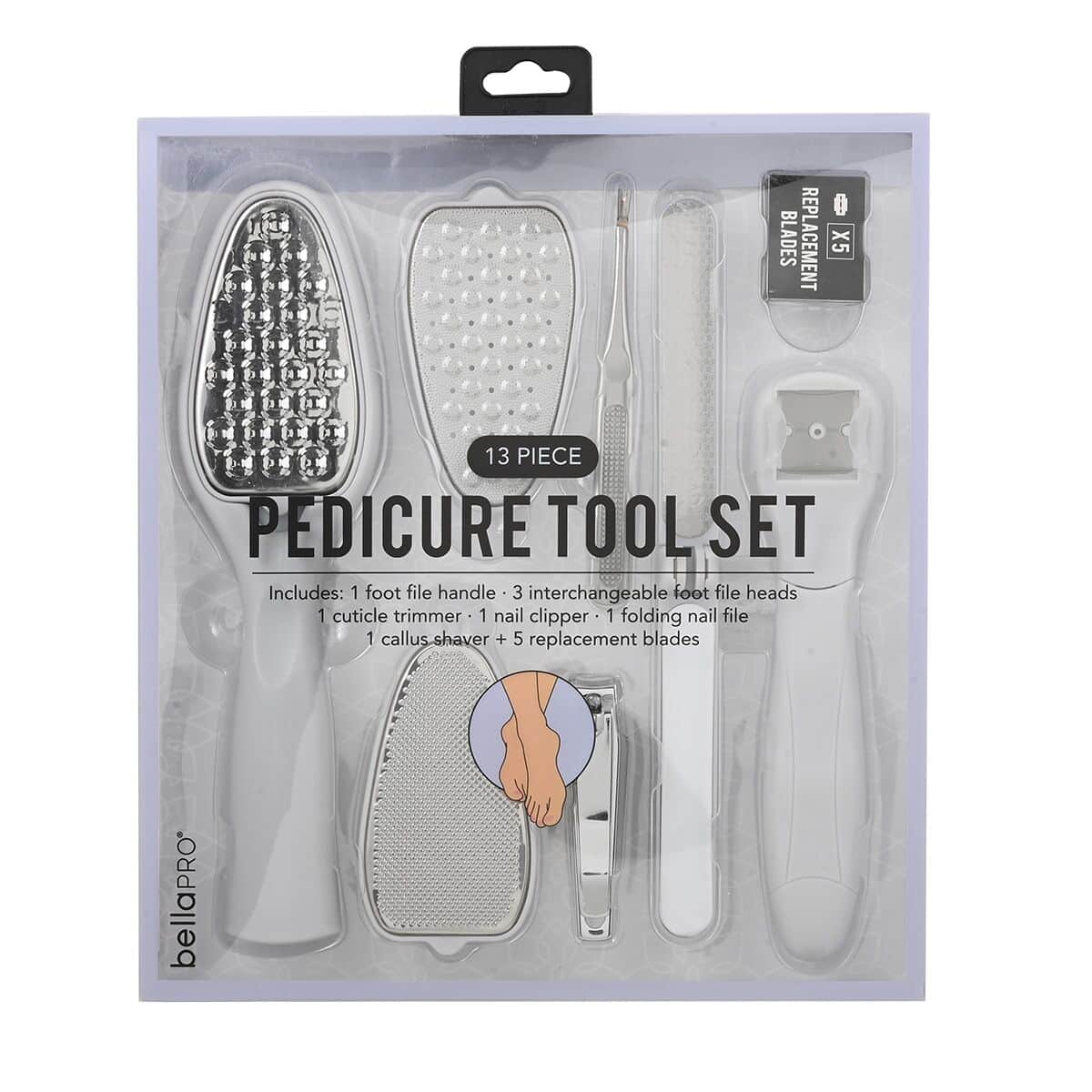 BellaPro 13 Piece Pedicure Set in Lilac Gray Color image number 0