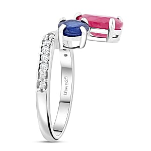 Niassa Ruby (FF) and Multi Gemstone Ring in Platinum Over Sterling Silver (Size 5.0) 3.35 ctw