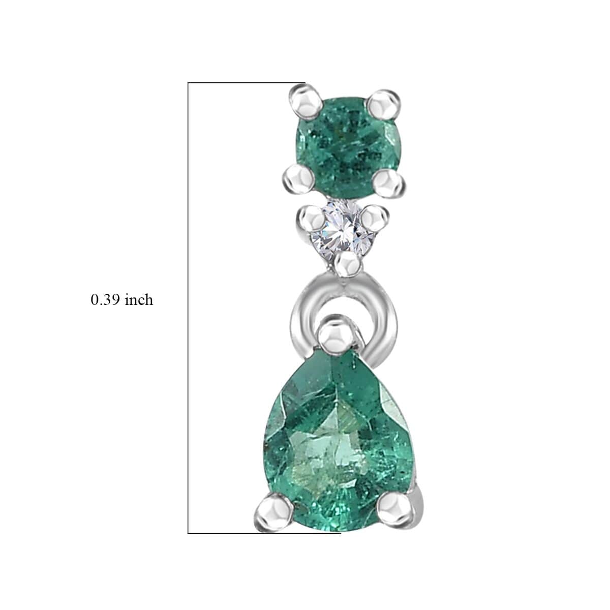 AAA Kagem Zambian Emerald and White Zircon Dangle Earrings in Platinum Over Sterling Silver 0.35 ctw image number 5