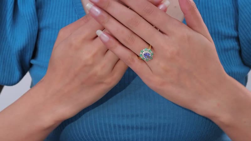 Tanzanite and Multi Gemstone Floral Ring in Vermeil Yellow Gold Over Sterling Silver (Size 10.0) 2.30 ctw