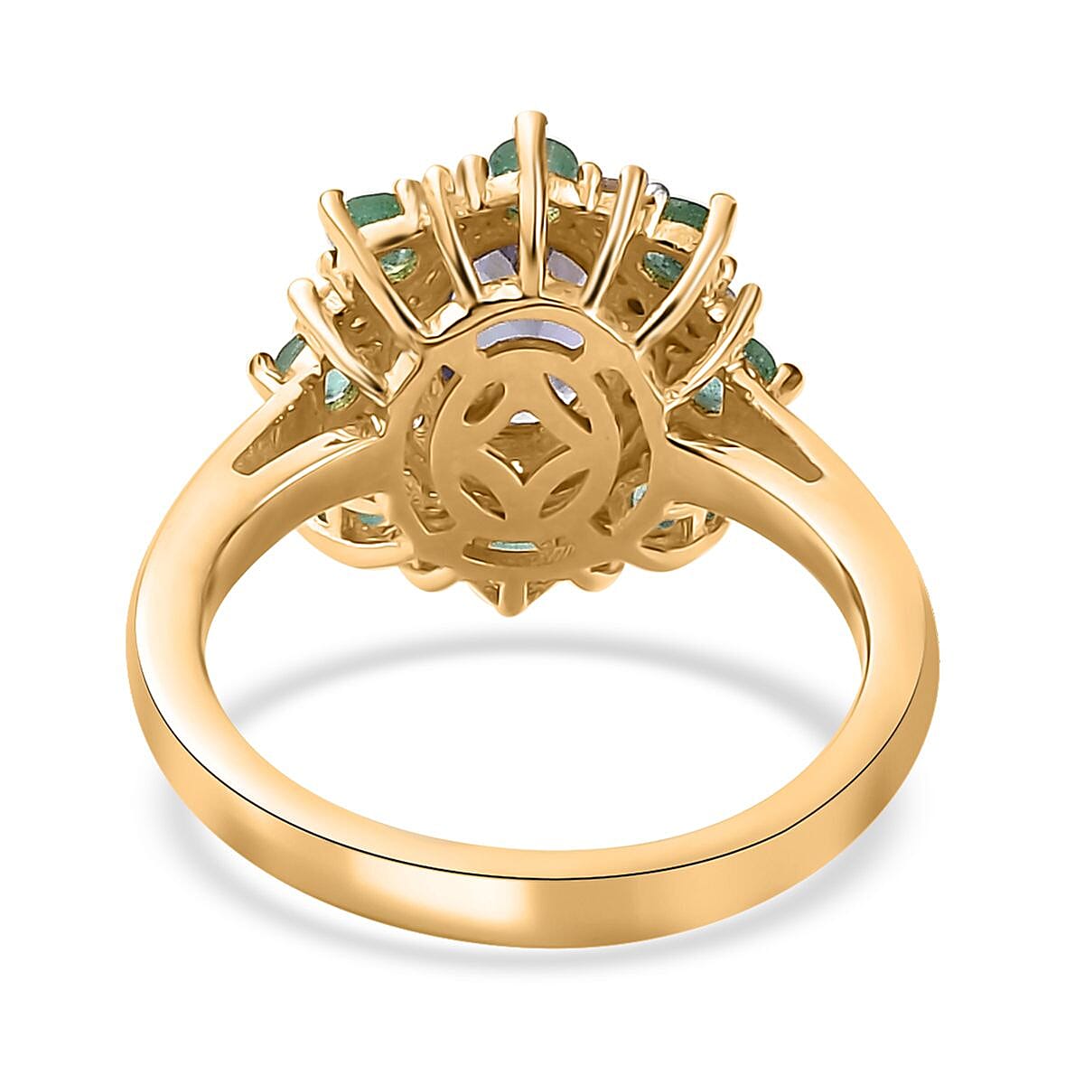 Tanzanite and Multi Gemstone Daisy Floral Ring in Vermeil Yellow Gold Over Sterling Silver (Size 10.0) 2.30 ctw