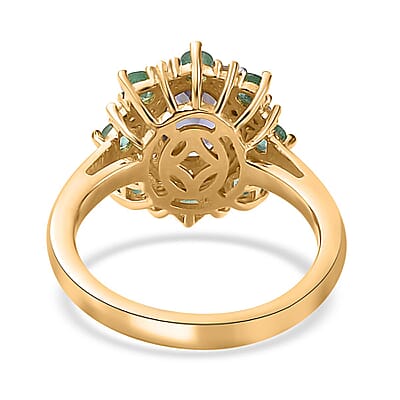 Tanzanite and Multi Gemstone Daisy Floral Ring in Vermeil Yellow Gold Over Sterling Silver (Size 10.0) 2.30 ctw
