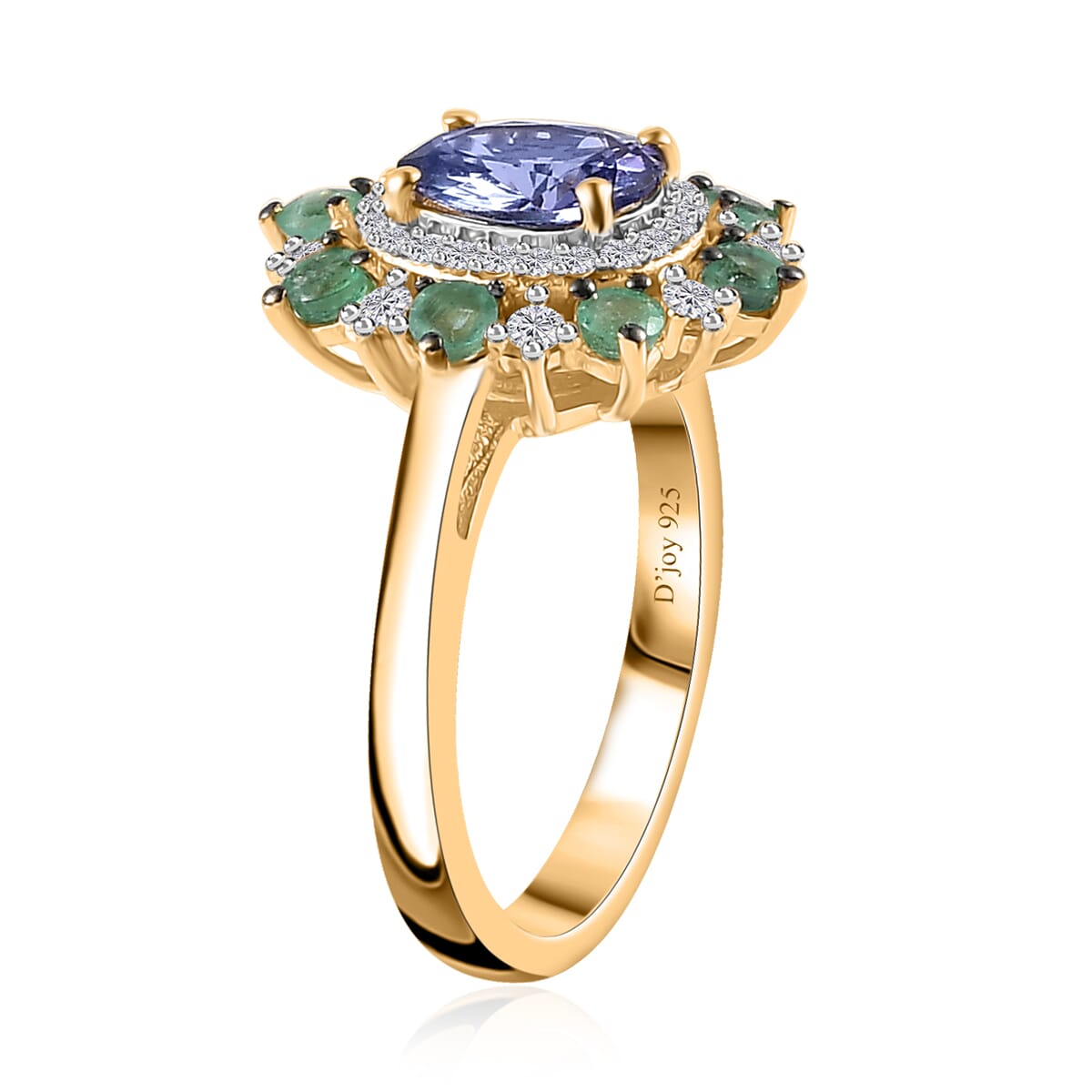 Tanzanite and Multi Gemstone Daisy Floral Ring in Vermeil Yellow Gold Over Sterling Silver (Size 7.0) 2.30 ctw image number 3
