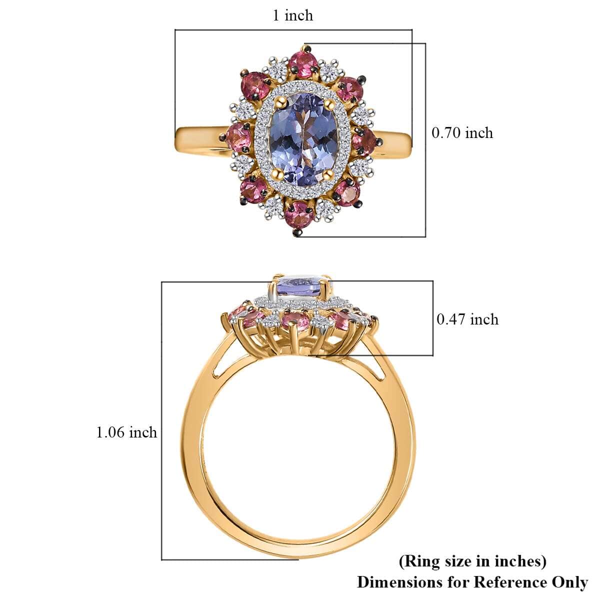 Tanzanite and Multi Gemstone Daisy Floral Ring in Vermeil Yellow Gold Over Sterling Silver (Size 10.0) 2.20 ctw image number 5