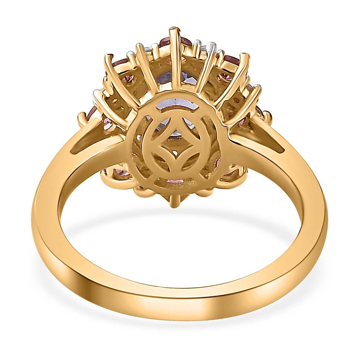 Tanzanite and Multi Gemstone Floral Ring in Vermeil Yellow Gold Over Sterling Silver (Size 5.0) 2.20 ctw image number 4