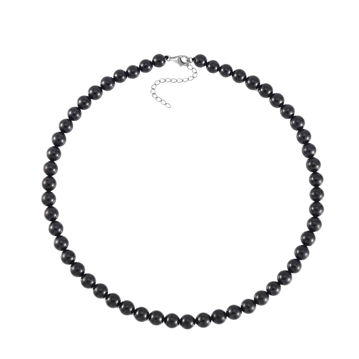 Thai Black Spinel Beaded Necklace 18-20 Inches in Rhodium Over Sterling Silver 310.00 ctw image number 2