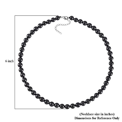 Thai Black Spinel Beaded Necklace 18-20 Inches in Rhodium Over Sterling Silver 310.00 ctw