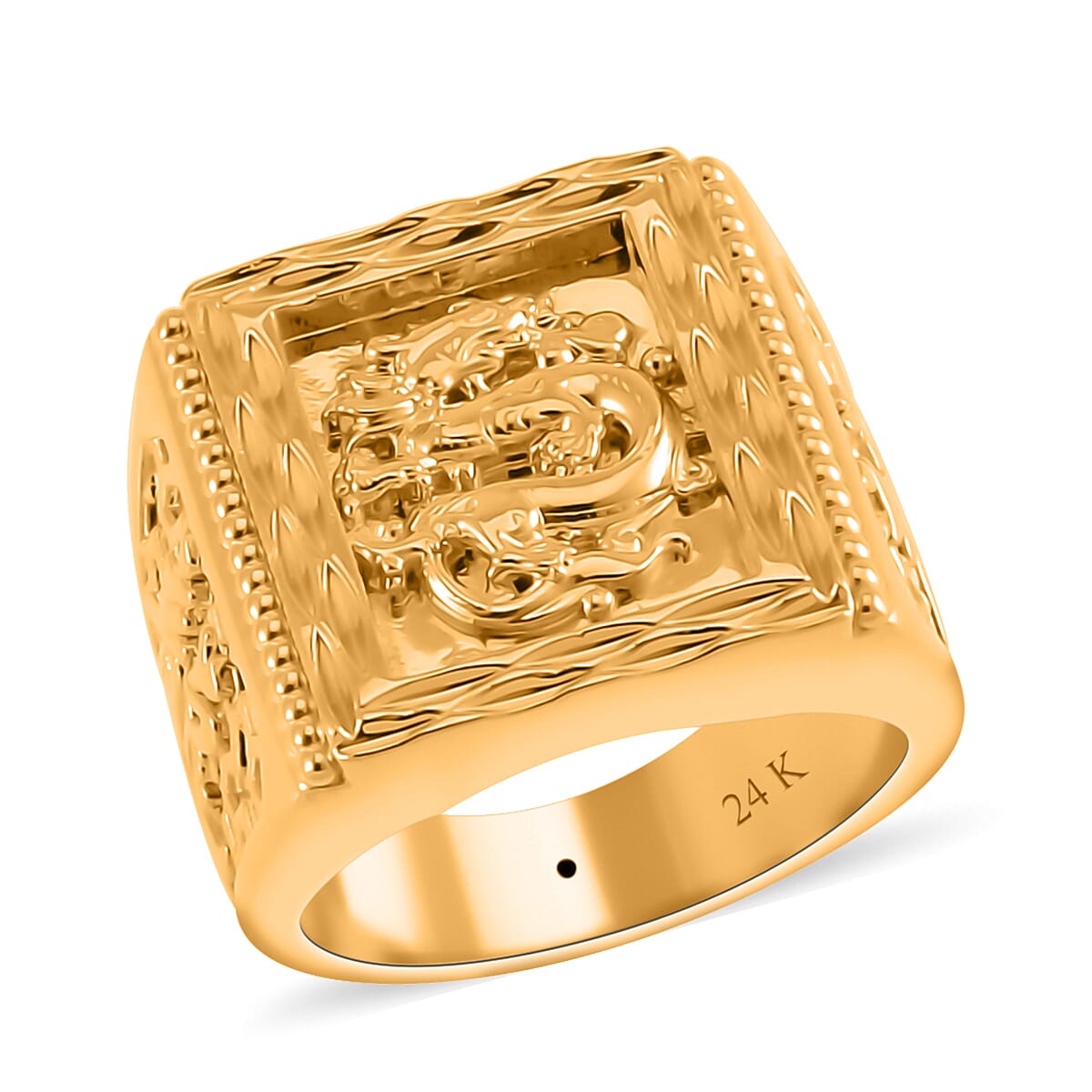 Buy 24K Yellow Gold Electroform Dragon Men's Ring (Size