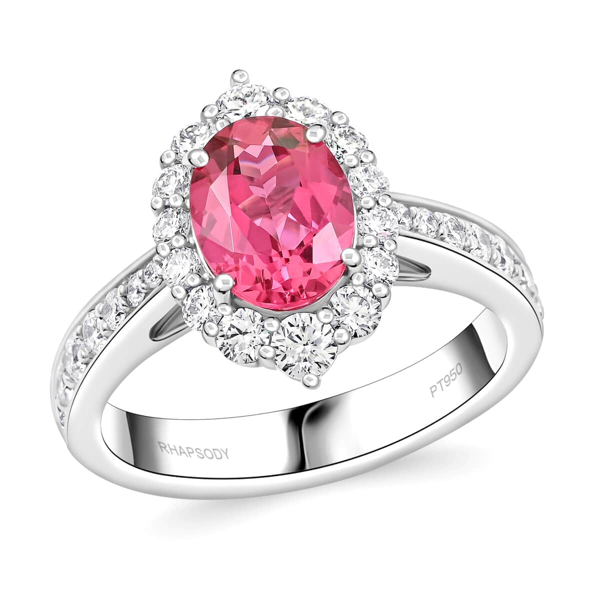 Chairman Vault Collection Certified & Appraised Rhapsody 950 Platinum AAAA Pink Spinel and E-F VS Diamond Ring (Size 7.0) 8 Grams 2.70 ctw image number 0