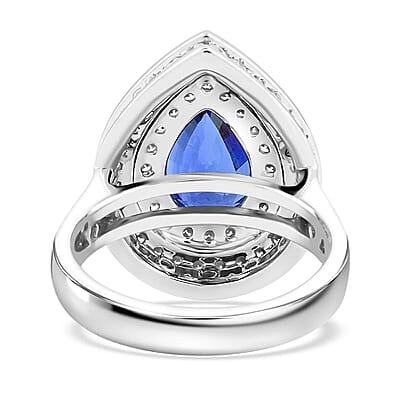 Chairman Vault Collection Certified & Appraised Rhapsody 950 Platinum AAAA Royal Ceylon Sapphire and E-F VS Diamond Ring (Size 7.0) 10.77 Grams 6.05 ctw