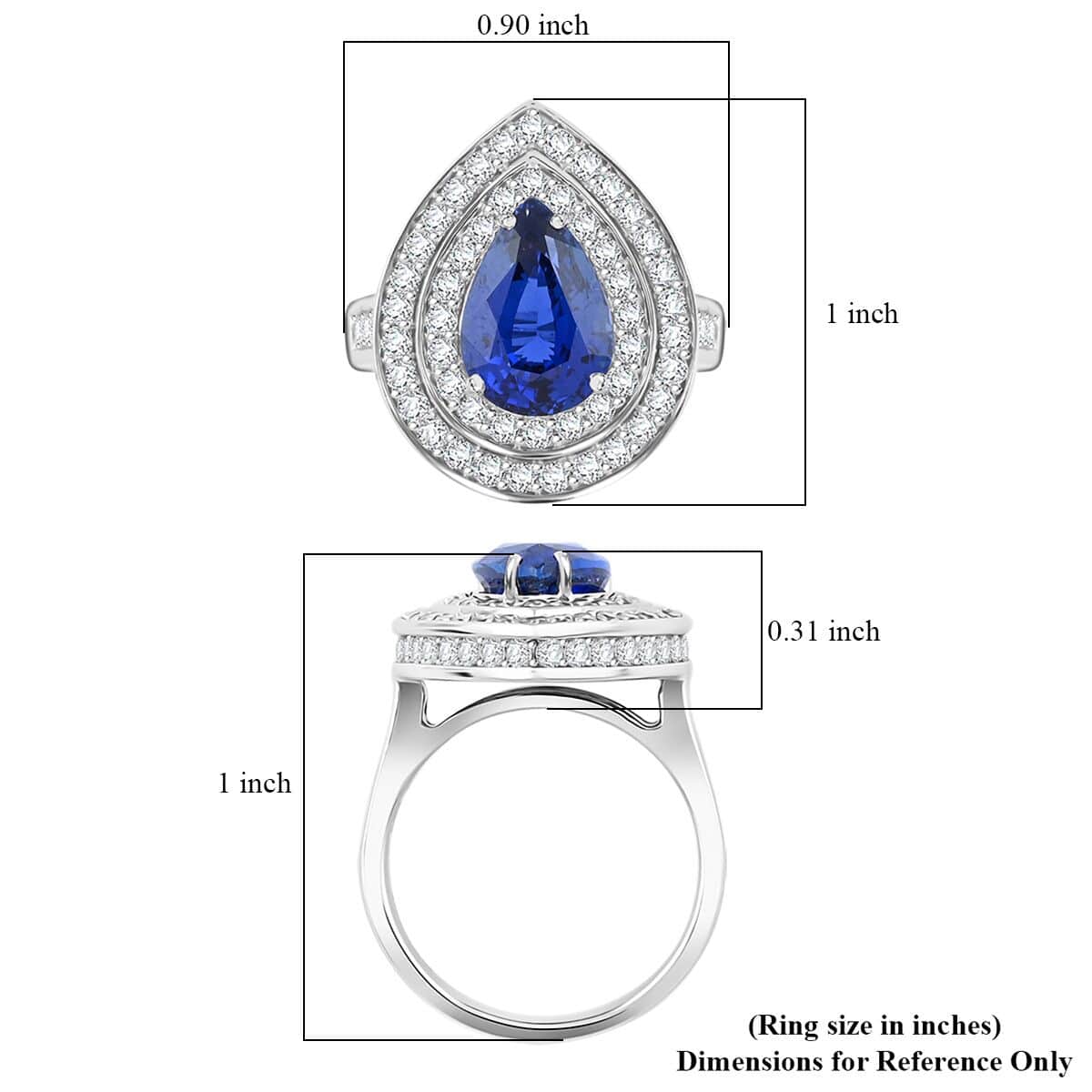 Chairman Vault Collection Certified & Appraised Rhapsody 950 Platinum AAAA Royal Ceylon Sapphire and E-F VS Diamond Ring (Size 7.0) 10.77 Grams 6.05 ctw image number 5