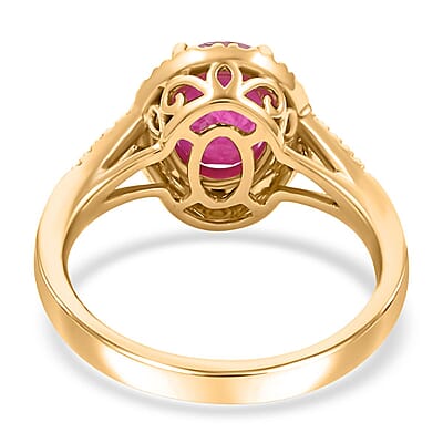 Iliana AAA Montepuez Ruby and SI Diamond 2.35 ctw Ring in 18K Yellow Gold (Size 11.0) 5.07 Grams