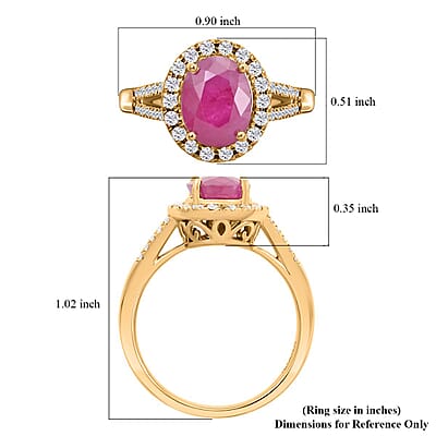 Iliana AAA Montepuez Ruby and SI Diamond 2.35 ctw Ring in 18K Yellow Gold (Size 11.0) 5.07 Grams