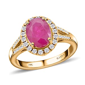 Iliana AAA Montepuez Ruby and SI Diamond 2.35 ctw Ring in 18K Yellow Gold (Size 7.5) 5.07 Grams