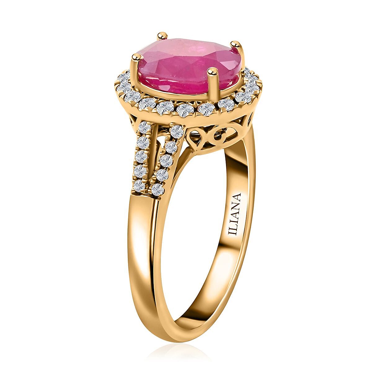 Iliana AAA Montepuez Ruby and SI Diamond 2.35 ctw Ring in 18K Yellow Gold (Size 7.5) 5.07 Grams image number 3