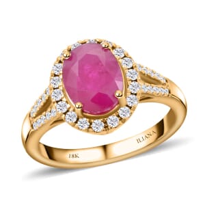 Iliana AAA Montepuez Ruby and SI Diamond 2.35 ctw Ring in 18K Yellow Gold (Size 8.0) 5.07 Grams
