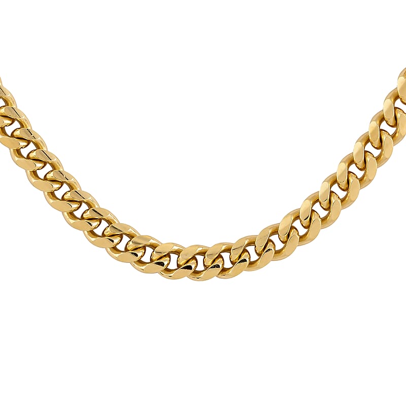 14K Yellow Gold Over Sterling Silver Flat Curb Chain Necklace 24 Inches 14.60 Grams